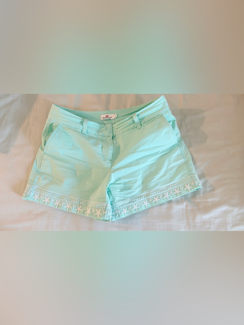 Vineyard Vines Mint Starfish Embroidered Shorts Size 8 Coastal
